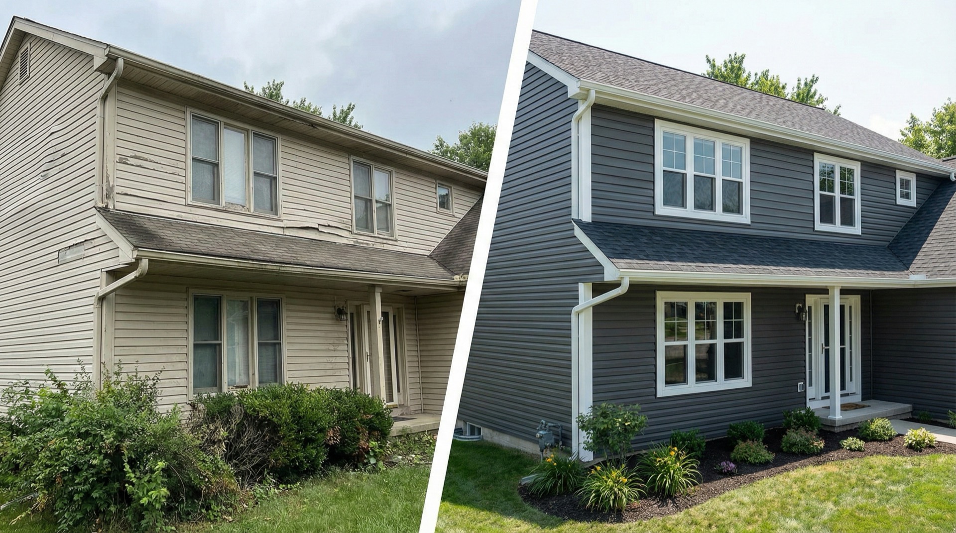 Home siding before and after transformation